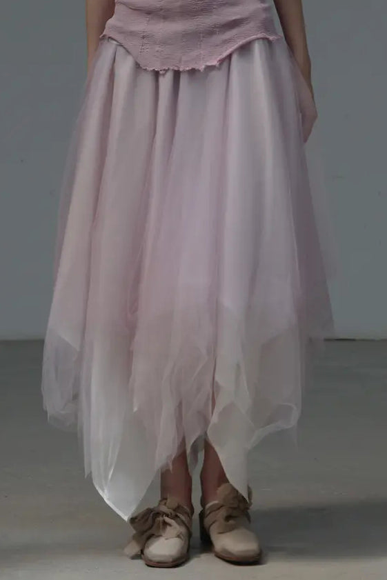 Marc Le Bihan 2591 yarn skirt Pink/White